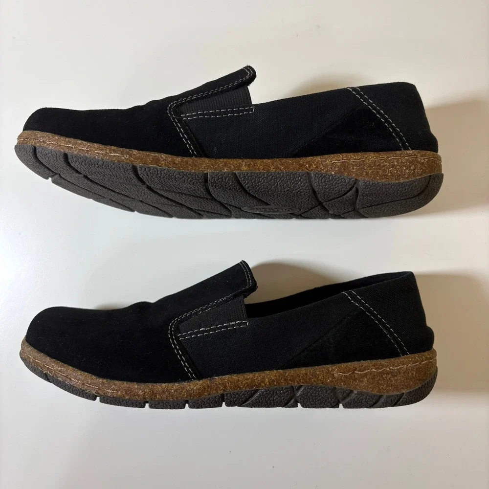 Earth Origins Womens Essential Erica Shoes 8 Black Suede Slip On Loafers Comfort